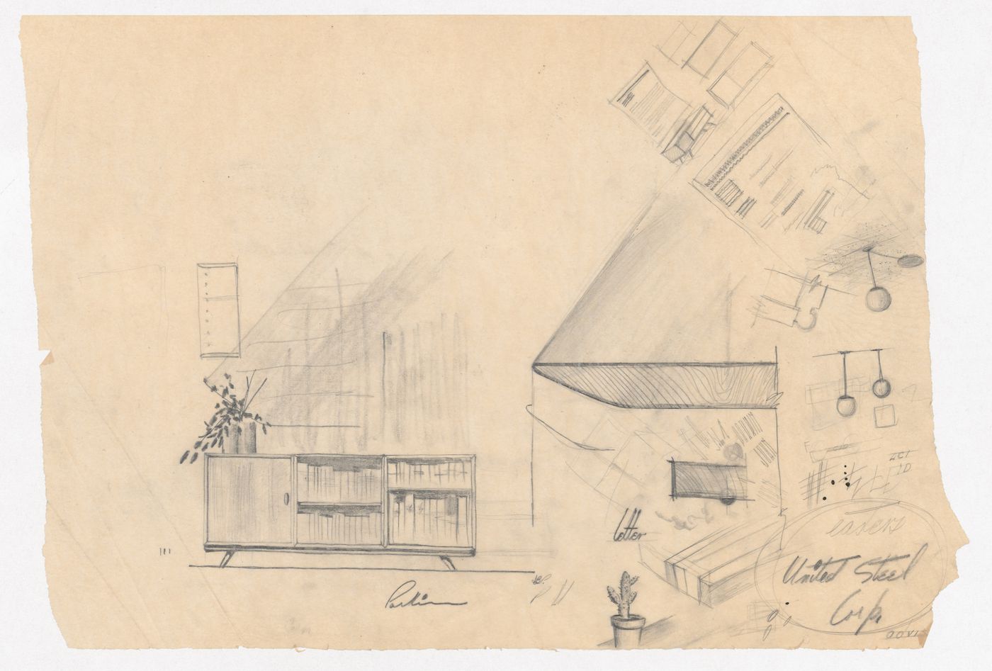 Furniture sketches for Residence of Mr. & Mrs. John C. Parkin, North York, Ontario