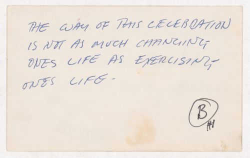 The way of this celebration...; [verso]: Method-intent-process...