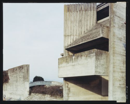 Partial view of the entrance to the propylaeum with the arcosolium in the left background, Cimitero Brion, San Vito d'Altivole, near Asolo, Italy