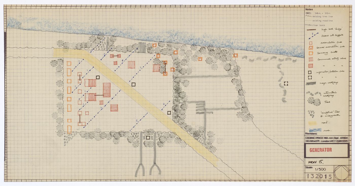 Site plan with key to site plan for Generator