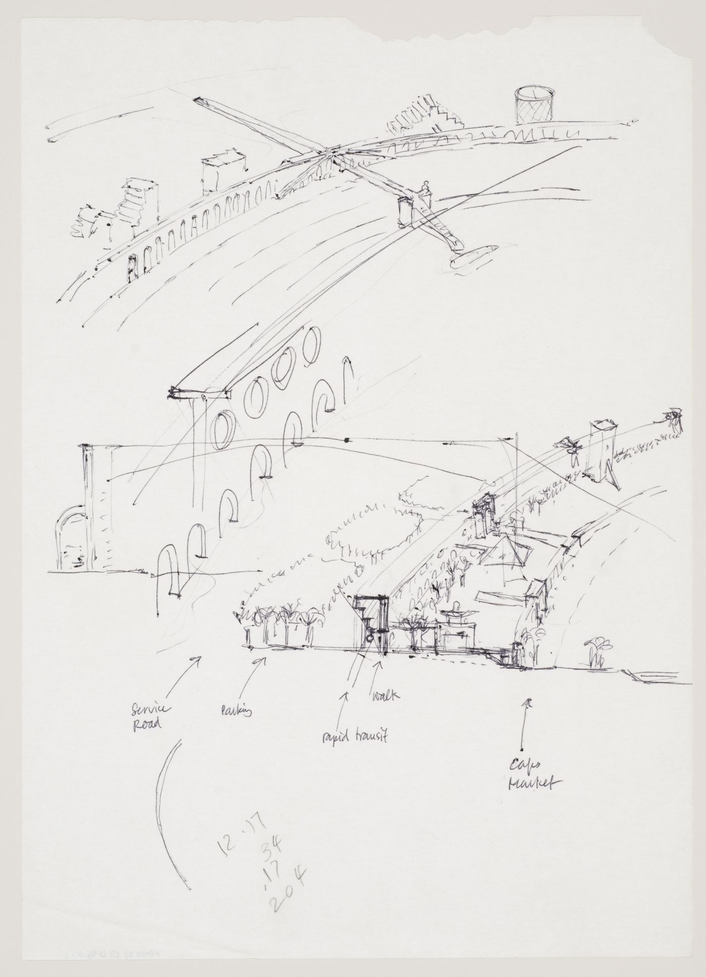 Government Centre, Dawhah, Qatar: perspective sketches