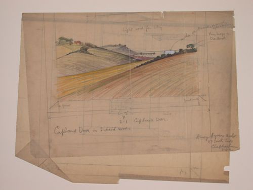 Elevation for a cupboard door with inwood inlays