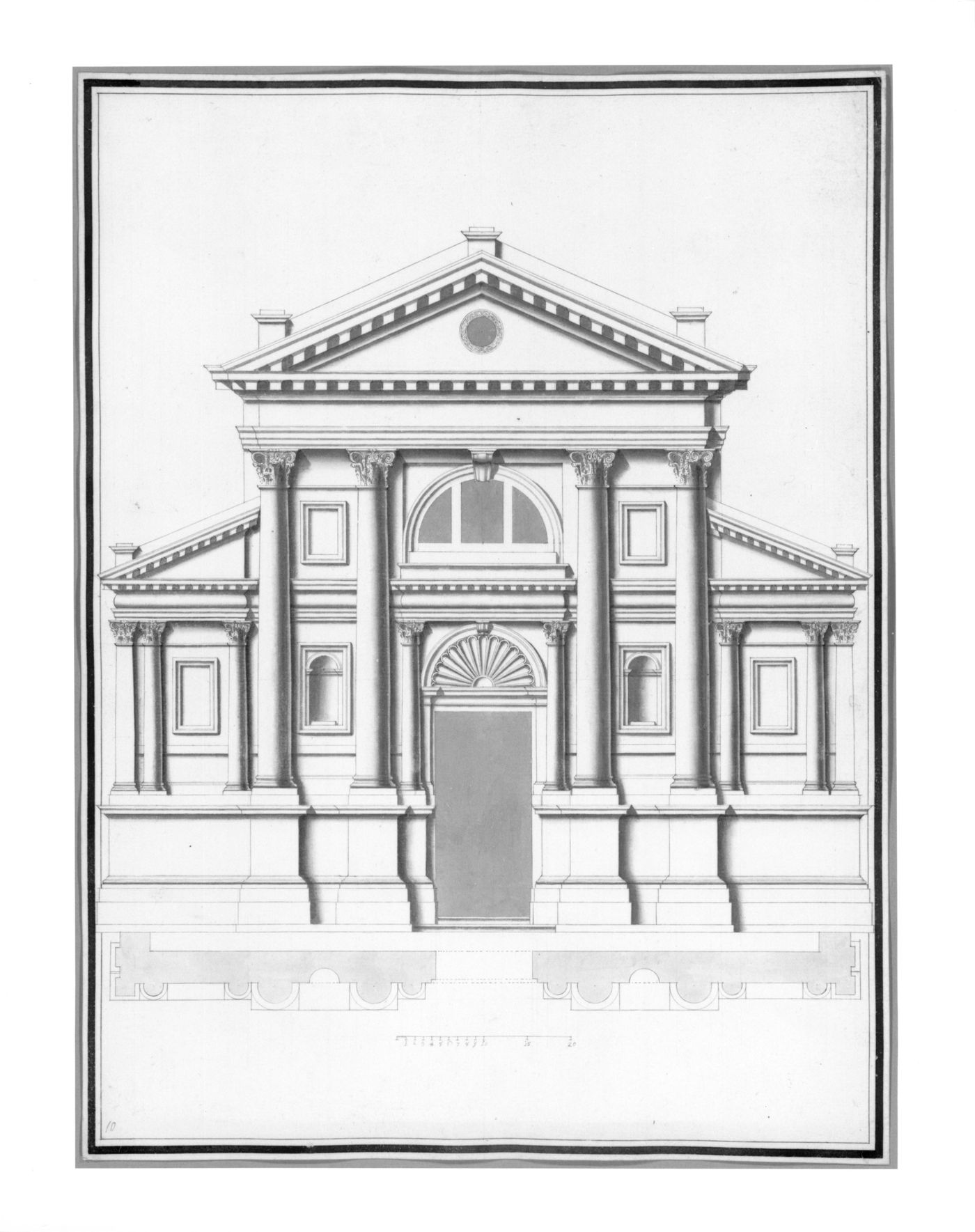Elevation and plan of the façade of San Francesco della Vigna, Venice