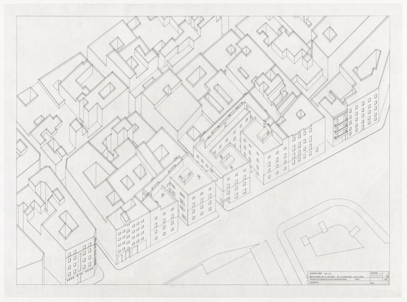 Axonometric view for Habitações em Concepcion Arenal, Cadiz, Spain