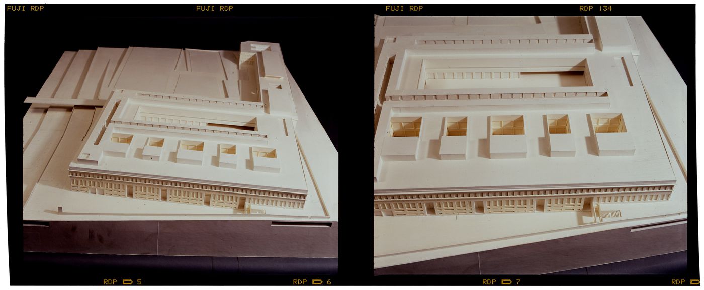 View of model for Biblioteca de França, Paris, France