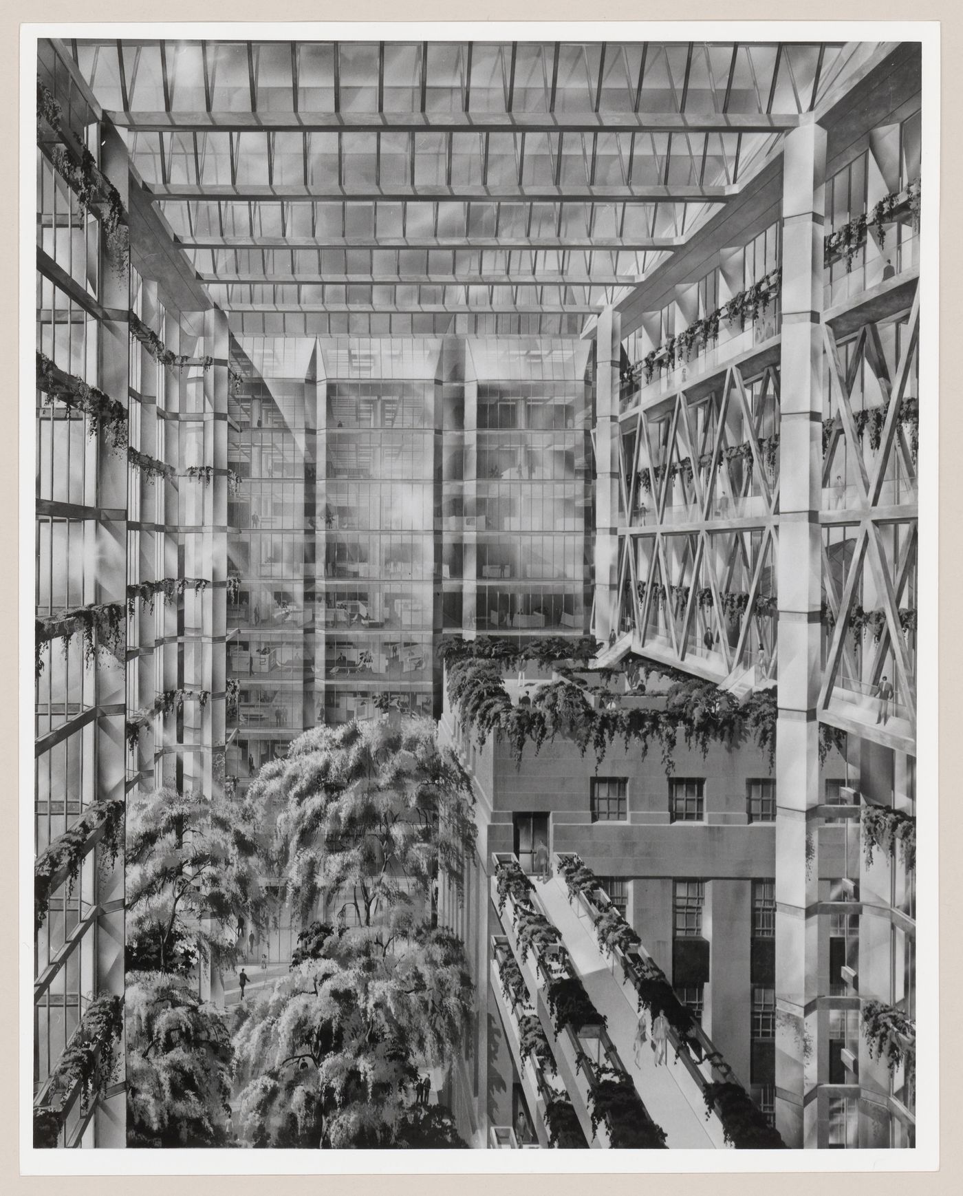 Garden court perspective for Bank of Canada Building, Ottawa, Ontario