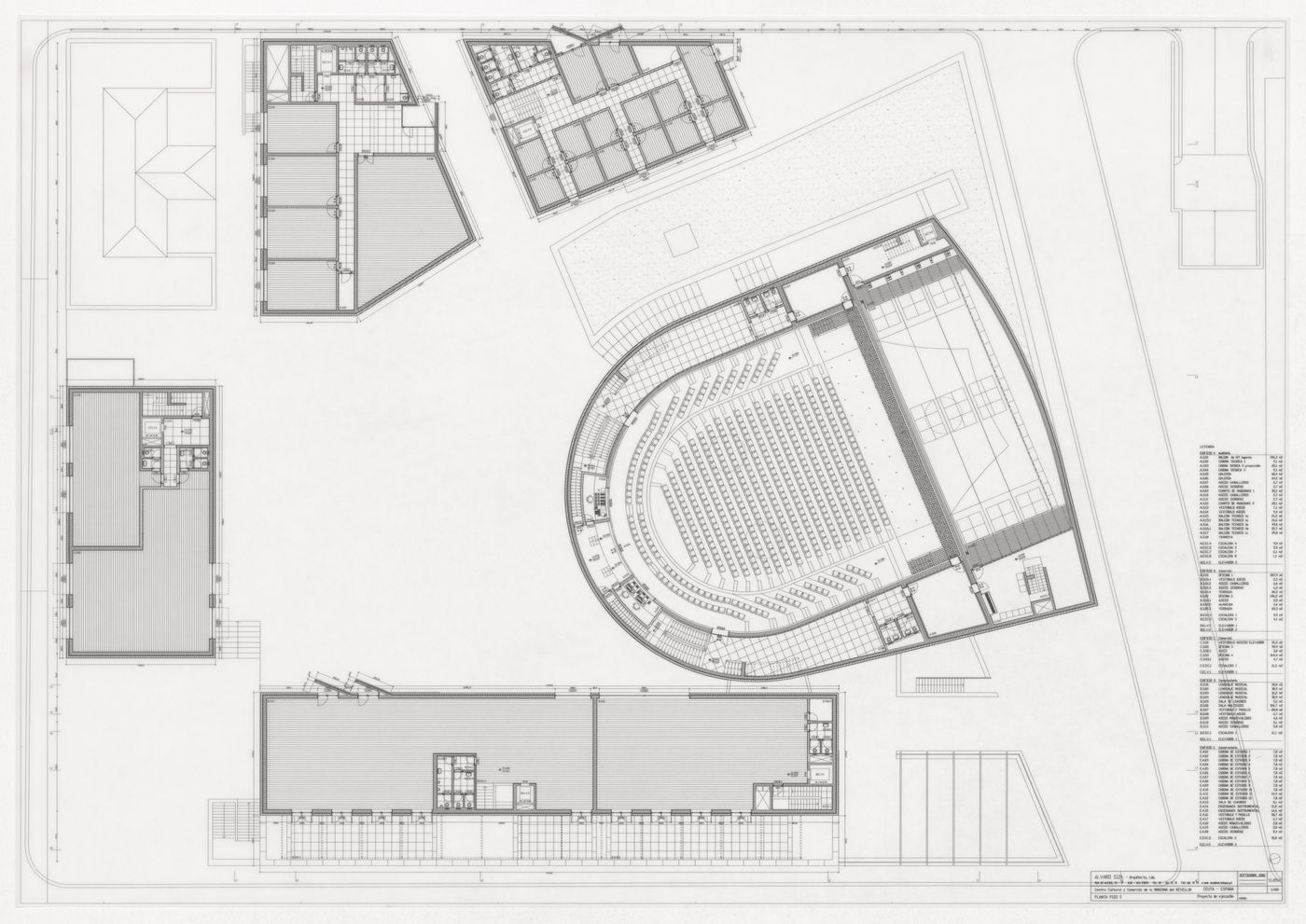 Third floor plan for Centro Cultural Manzana del Revellin, Ceuta, Spain