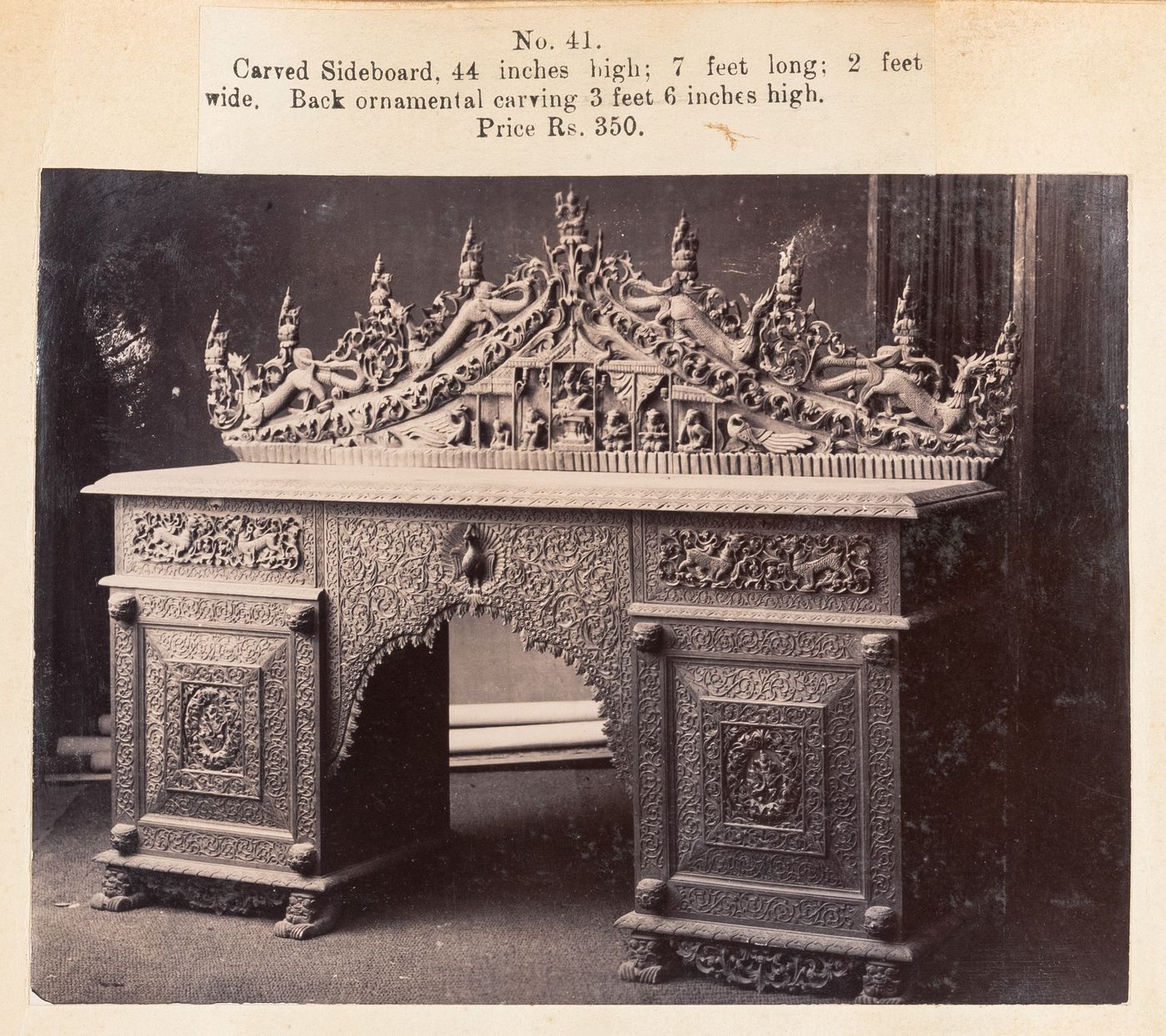 View of a sideboard, F. Beato Limited, C Road, Mandalay, Burma (now Myanmar)