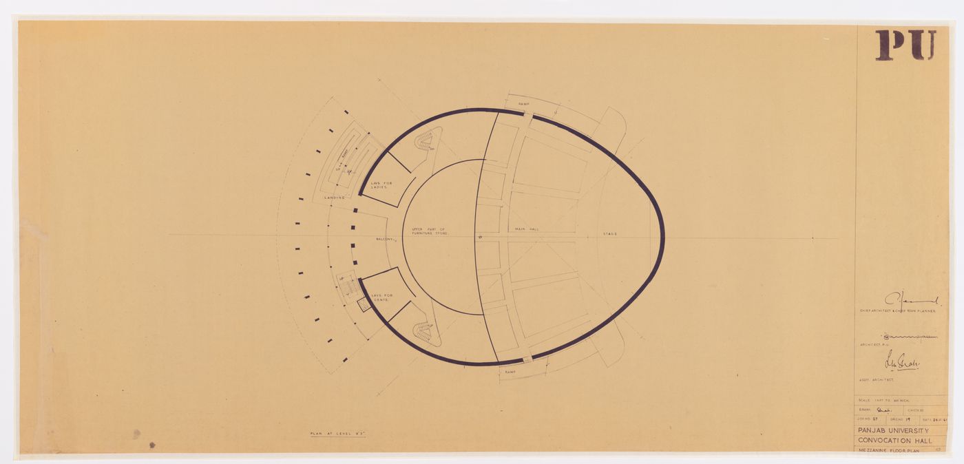 Floor plan for the Ghandi Bawan, Punjab University, Sector 14, à Chandigarh, India