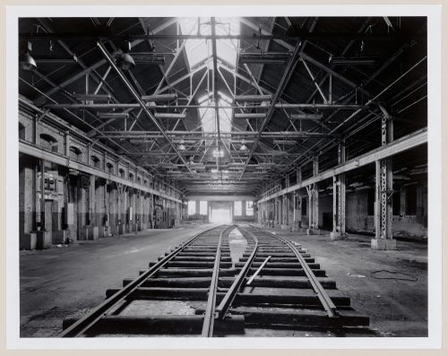 Lachine Canal Project: Interior (rails), midpoint looking east, Canadian Switch and Spring Plant, Montréal, Québec