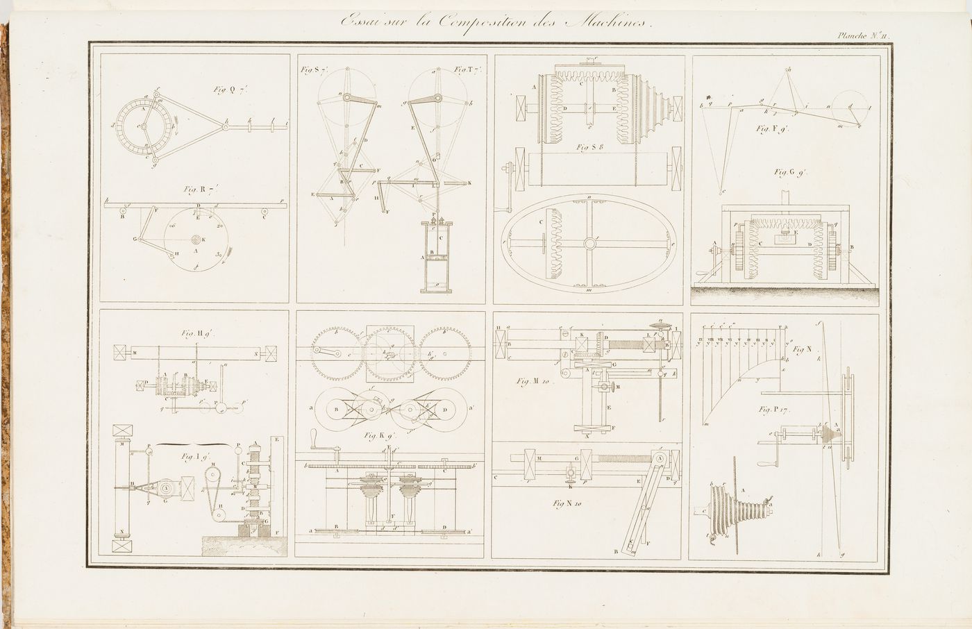 Eight diagrams from the "Essai sur la Composition des Machines"