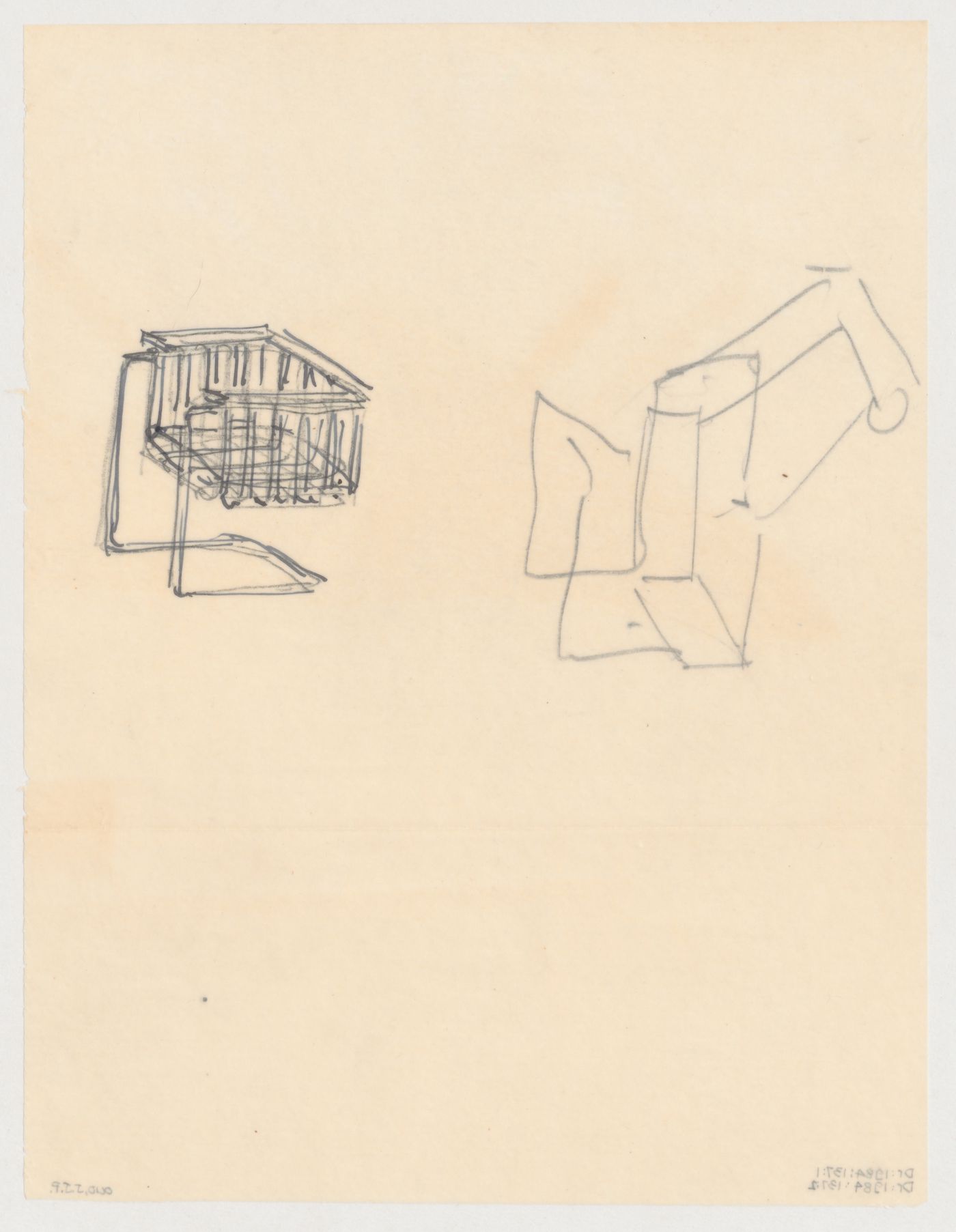 Sketch perspectives for a chair, possibly for Metz & Co., Amsterdam, Netherlands; verso: Sketch perspective for a chair, possibly for Metz & Co., Amsterdam, Netherlands