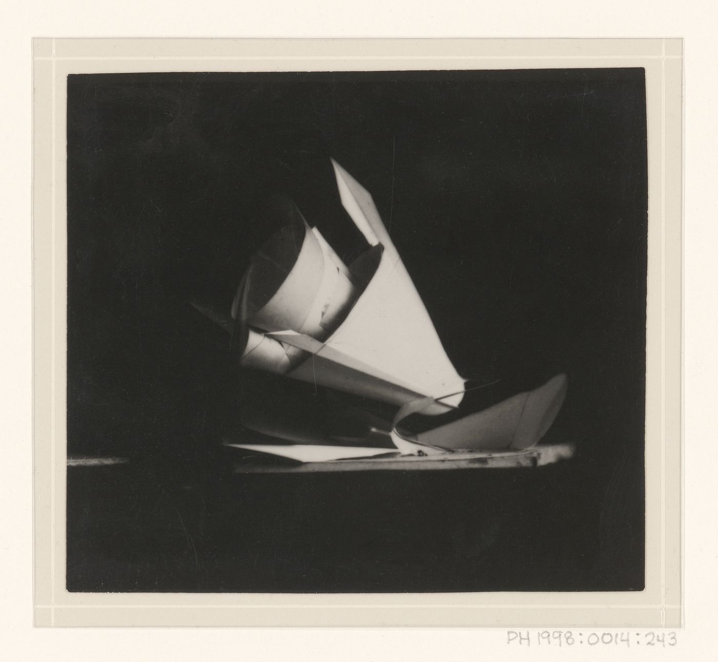 Photographs of student model on the topic "Finding a Voluminous Form of Set Configuration (Inverted Cone)" for the "Space" course at the Vkhutemas (Higher State Artistic Technical Studios), Moscow