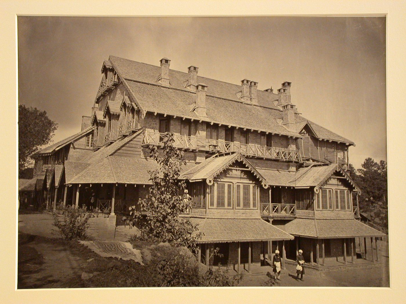 View of a façade of Pinnacle Hill (also known as Government House) [?], Murree, India (now in Pakistan)