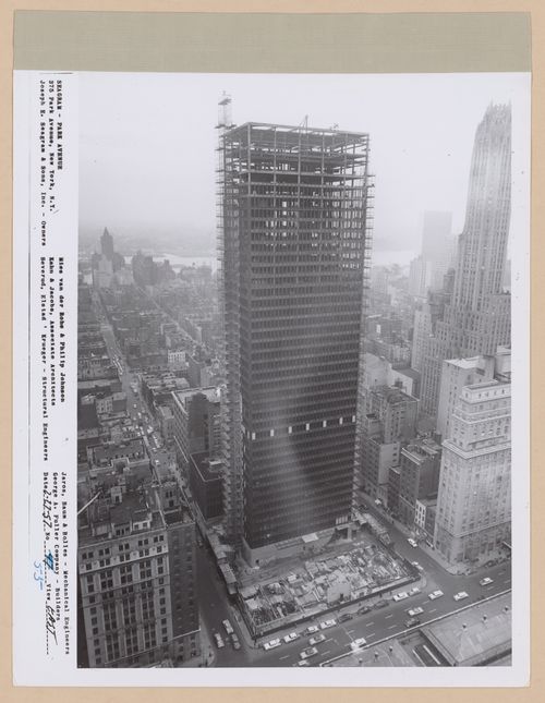 Seagram building under construction, 375 Park avenue, New York, N.Y., east view