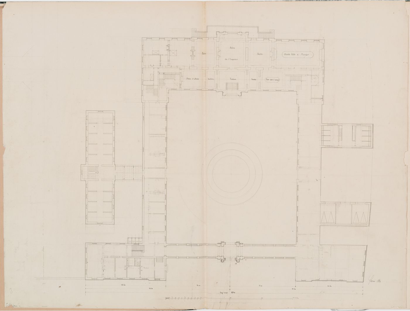Project for a Hôtel de préfecture, Poitiers: Ground floor plan