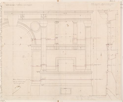 Partial elevation and wall section for the principal façade, Hôtel Soltykoff