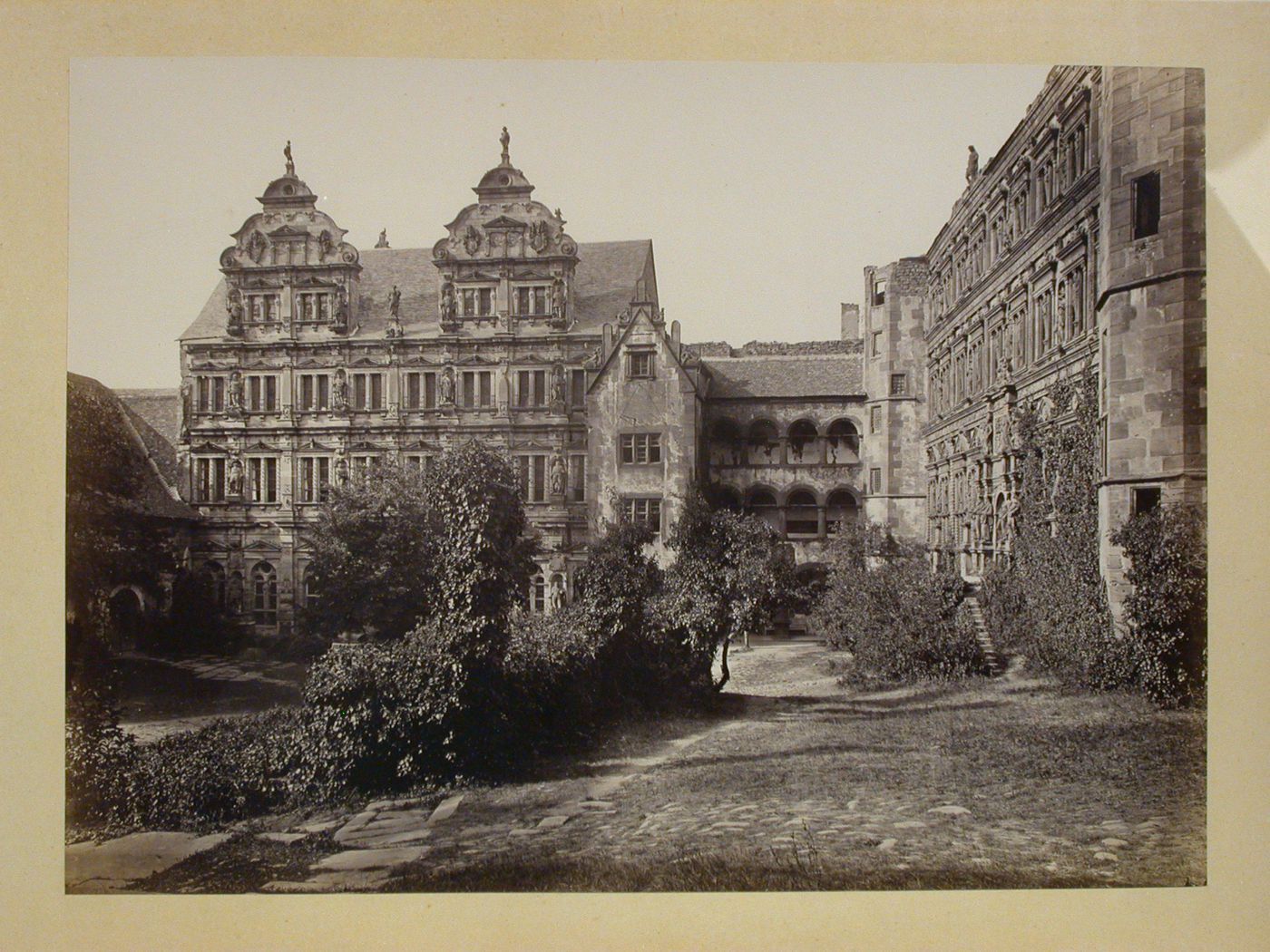 Late Renaissance building partially in ruin with courtyard, Heidelberg [?], Germany