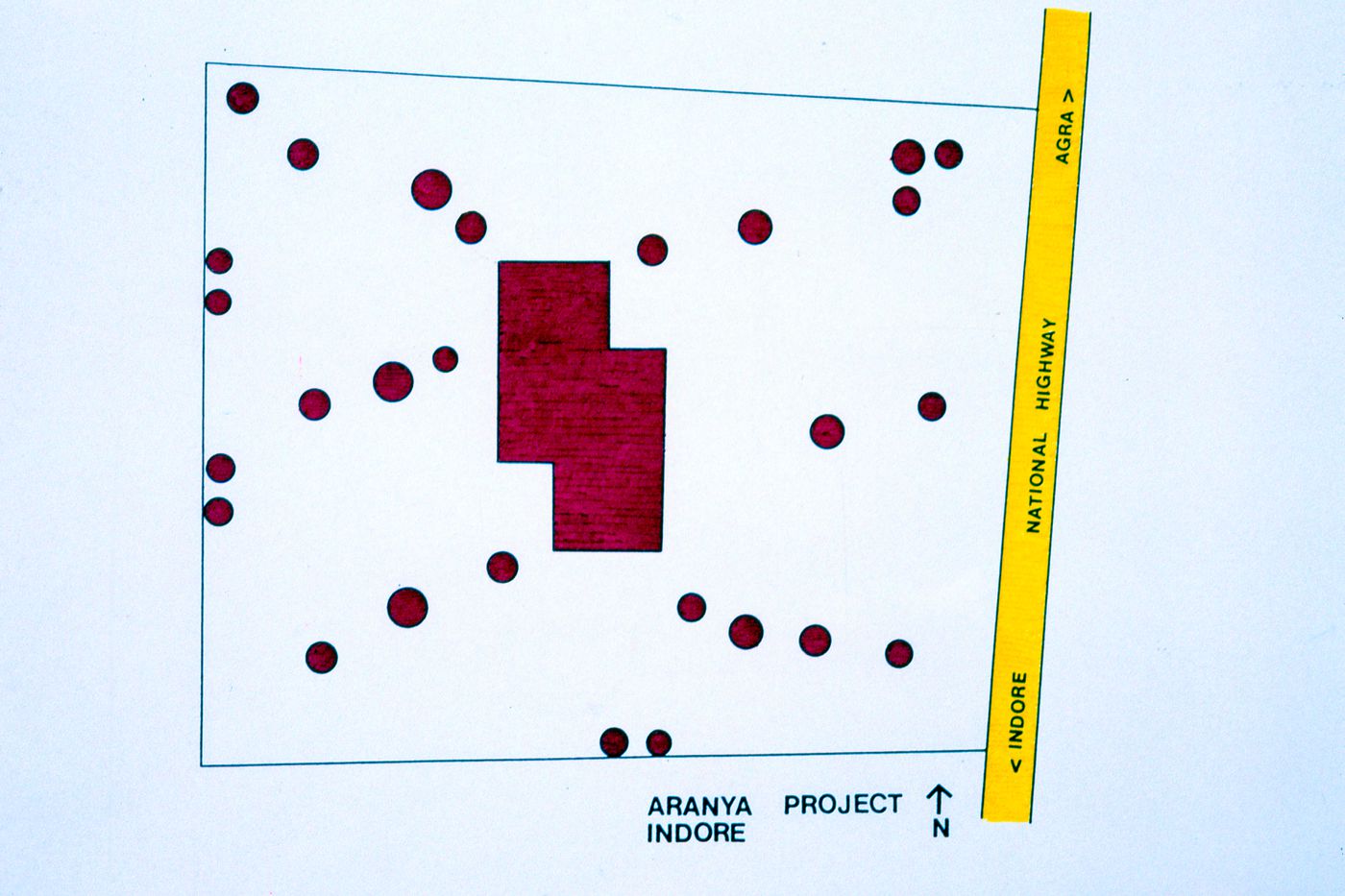 Site planning for Aranya township in Indore, India, used for the Human Settlement Training Package "Package 2: Affordable Urban Design"