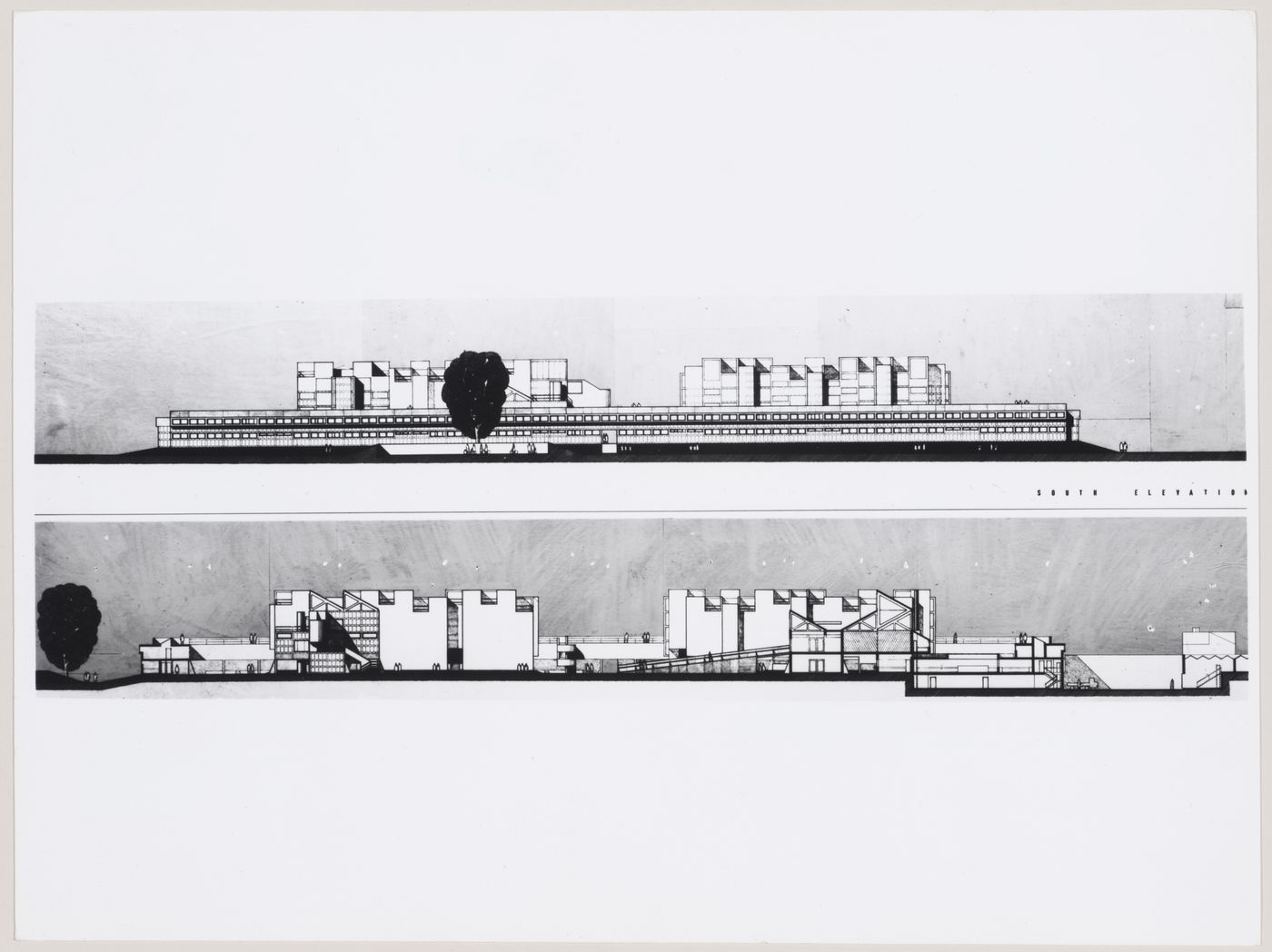 Churchill College, University of Cambridge, Cambridge, England: photograph of elevations