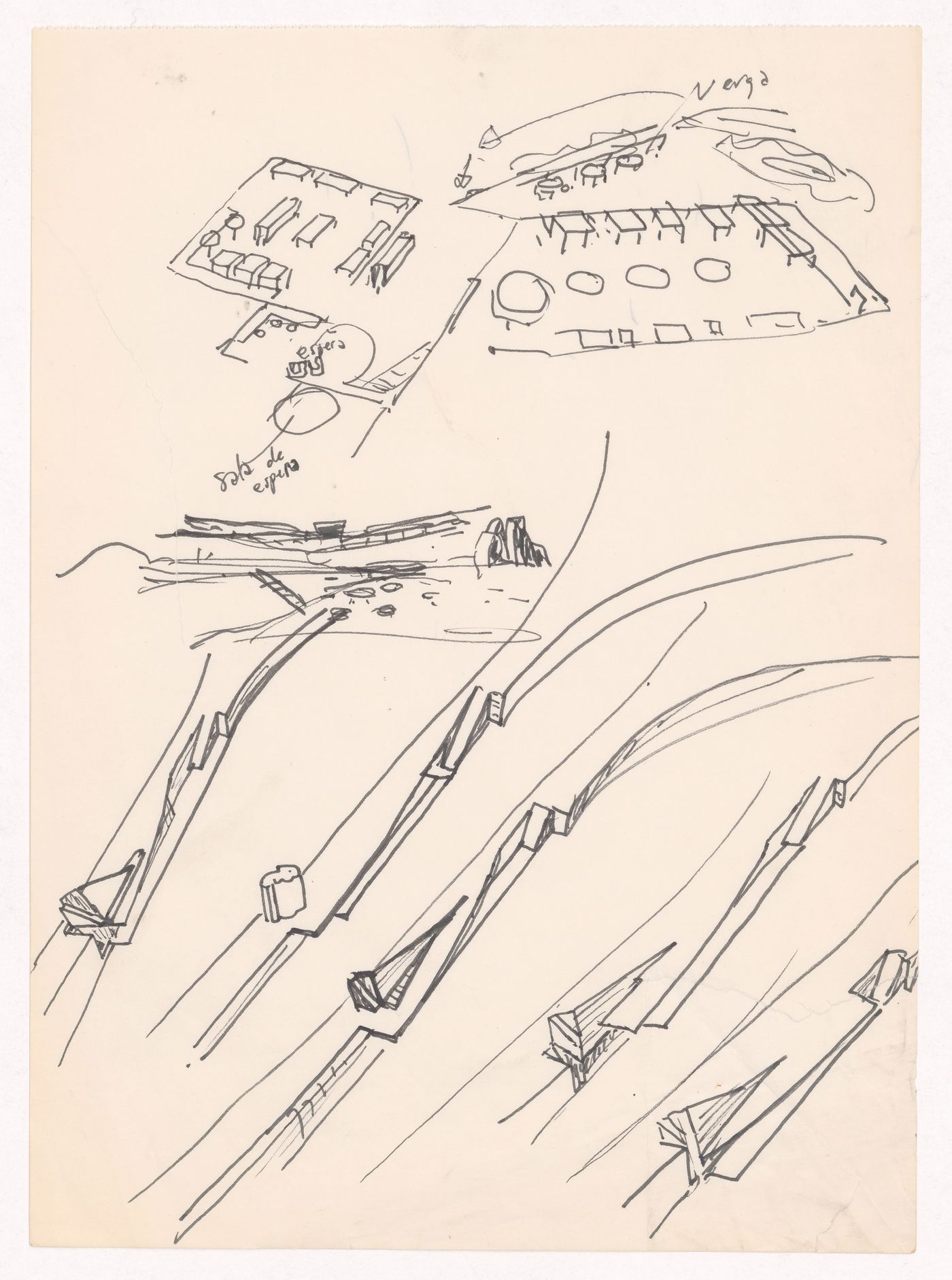 Sketch perspective and axonometric view for Plano Urbanístico para a Marginal de Leça e Zona da Boa Nova, Leça da Palmeira, Matosinhos, Portugal