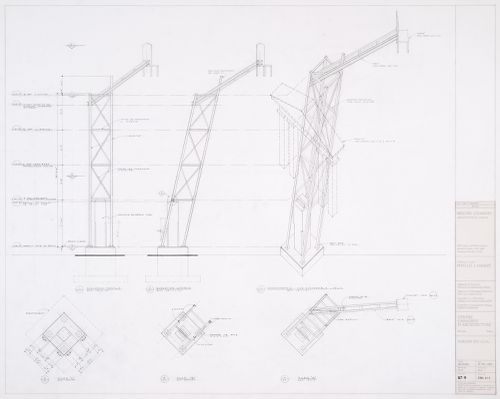 Constructs and installations of the allegorical columns, CCA garden, Montréal, Québec
