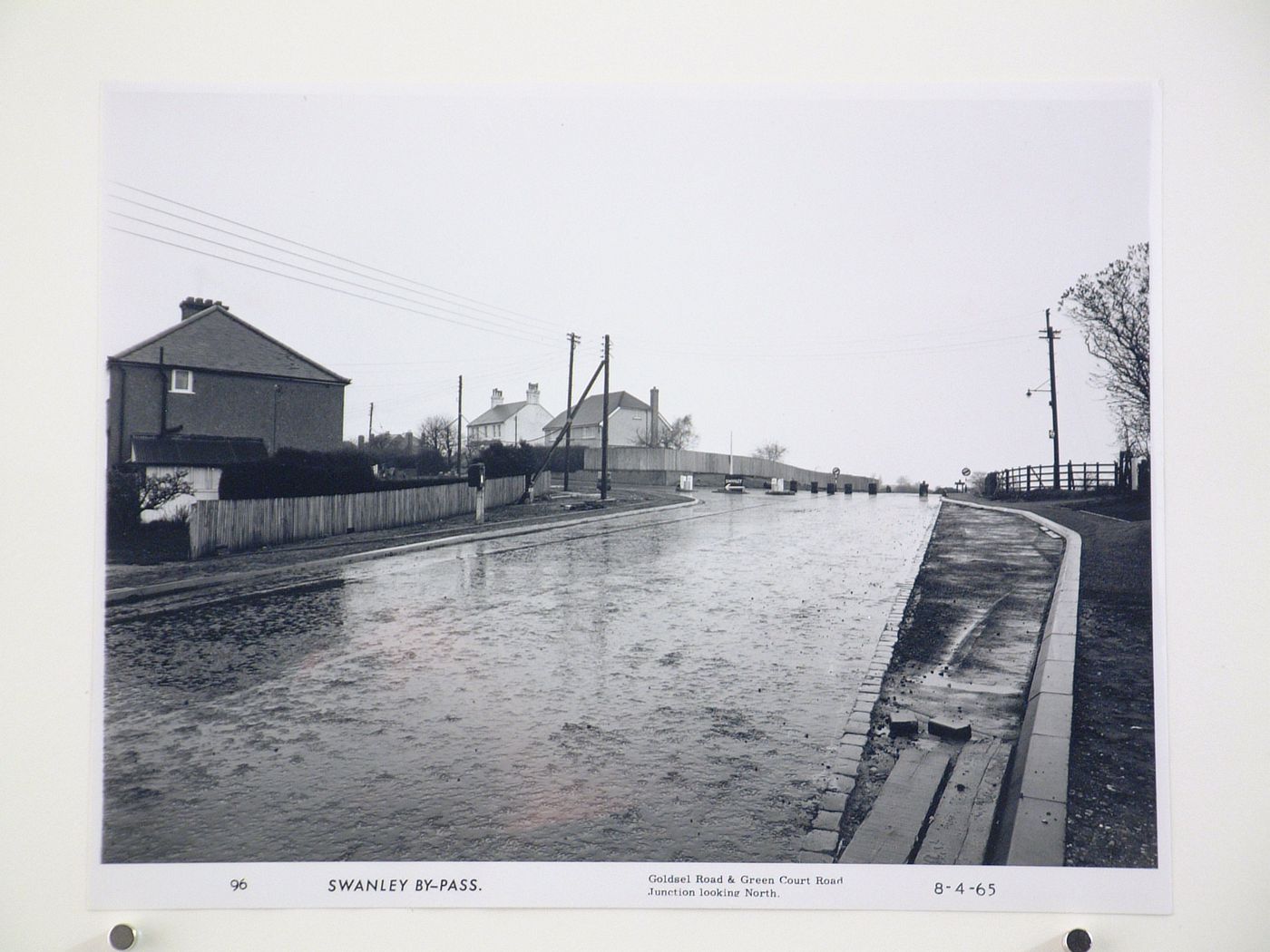 View of Goldsel Road and Green Court Road junction looking north, during construction of the Swanley Bypass, England