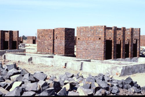 View of McGill's plot during construction at Aranya for the Aranya Housing Project, Indore, India