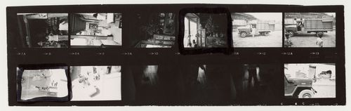Strip of contact sheet of street scenes, South America