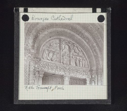 Detail view of portal of north transept of Cathédrale Saint-Etienne de Bourges, Bourges, France