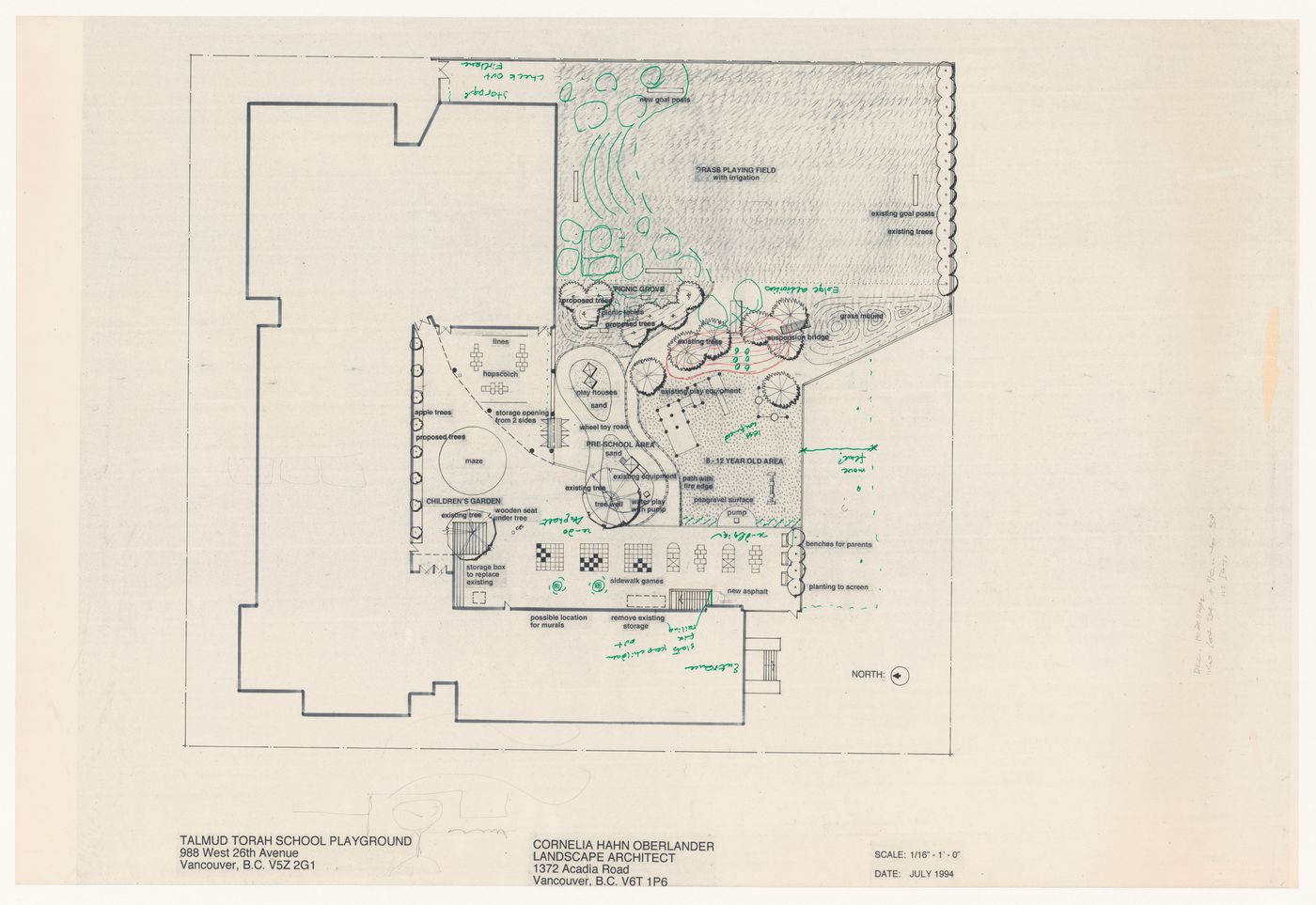 Site plan for Talmud Torah School Playground, Vancouver, British Columbia