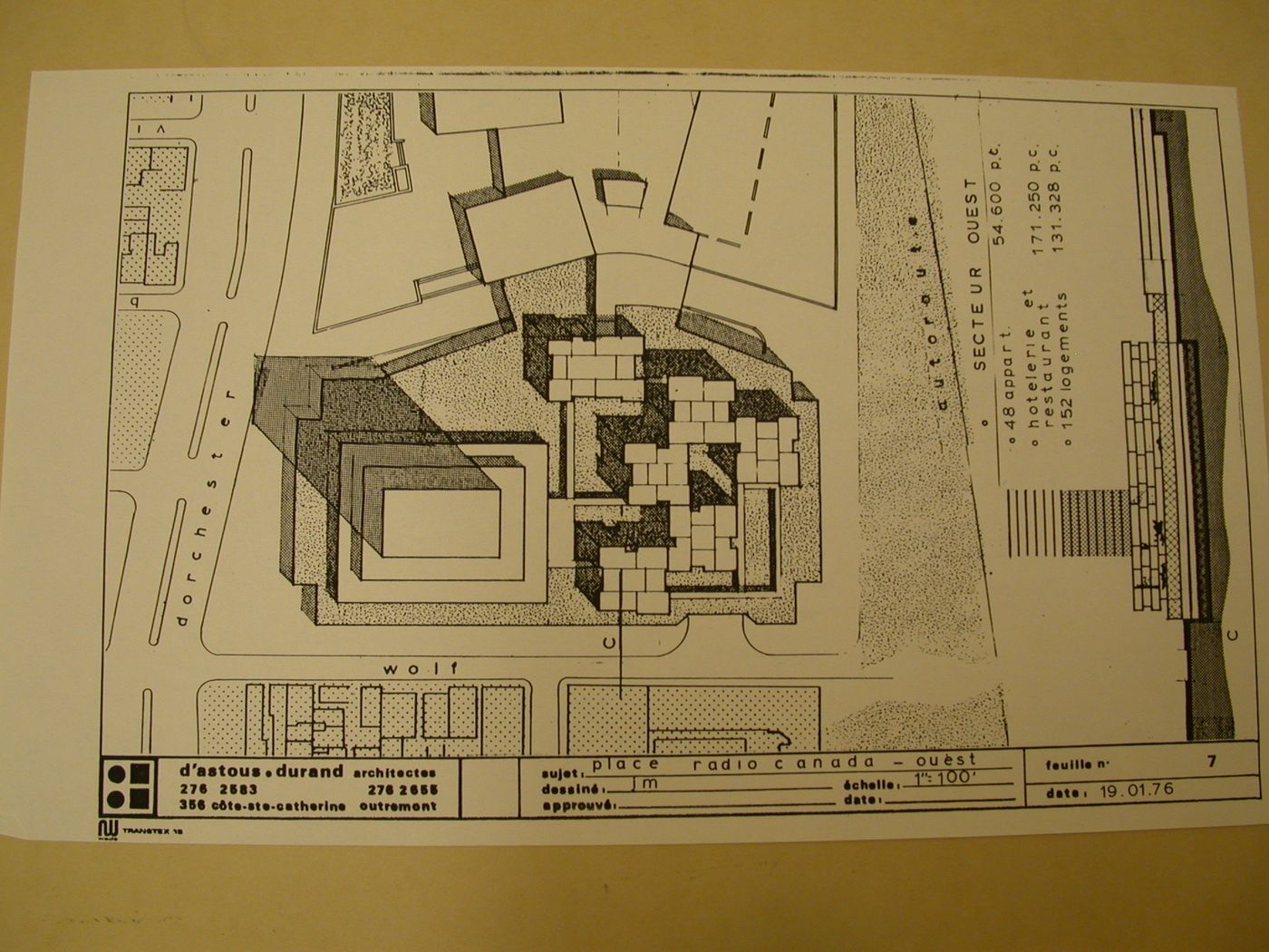 Reprographie d'un dessin, Place Radio-Canada, Montréal, Québec : Plan de masse