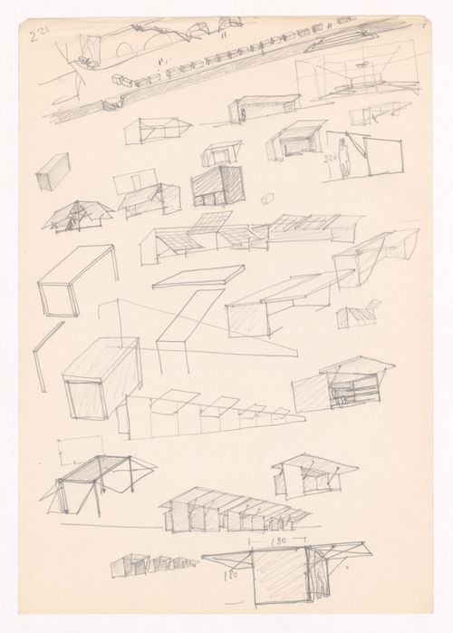 Market stall sketch details and perspectives for Mercado da Ribeira, Porto, Portugal
