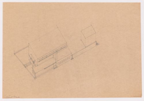 Bird's-eye axonometric for the church for Kiefhoek Housing Estate, Rotterdam, Netherlands