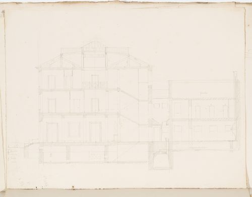 Project no. 8 for a country house for comte Treilhard: Longitudinal section