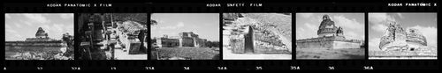 Strip of negatives of ruins, Chichen Itza, Mexico