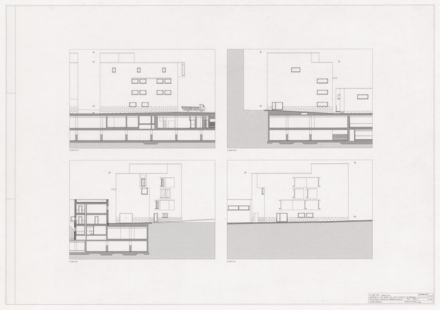 Building E elevations for Centro Cultural Manzana del Revellin, Ceuta, Spain