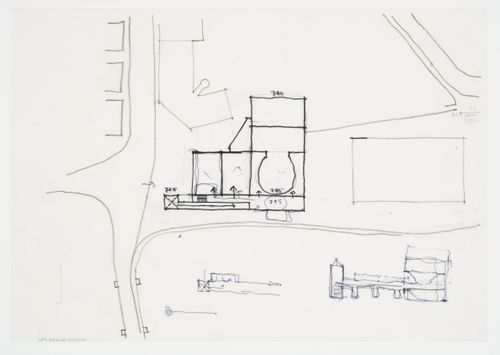 Center for Theatre Arts, Cornell University, Ithaca, New York: site plan and section