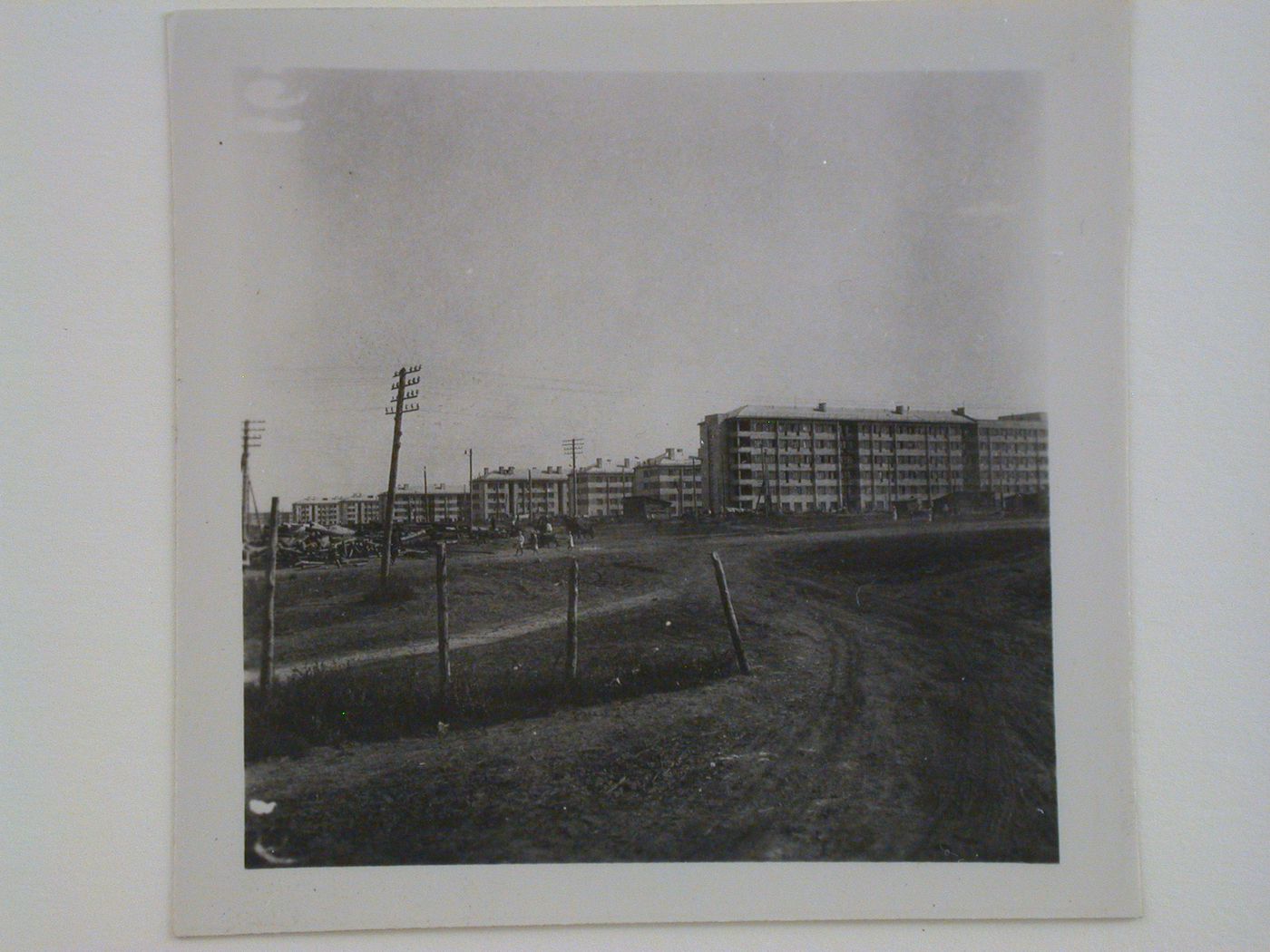 Exterior view of workers' housing, Kharkov Tractor Plant (KhTZ) Settlement, Kharkov, Soviet Union (now in Ukraine)