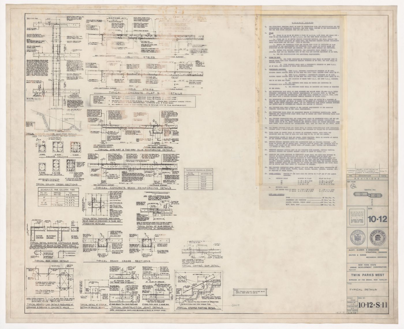 Typical details for Twin Parks West, Site 10-12, Bronx, New York