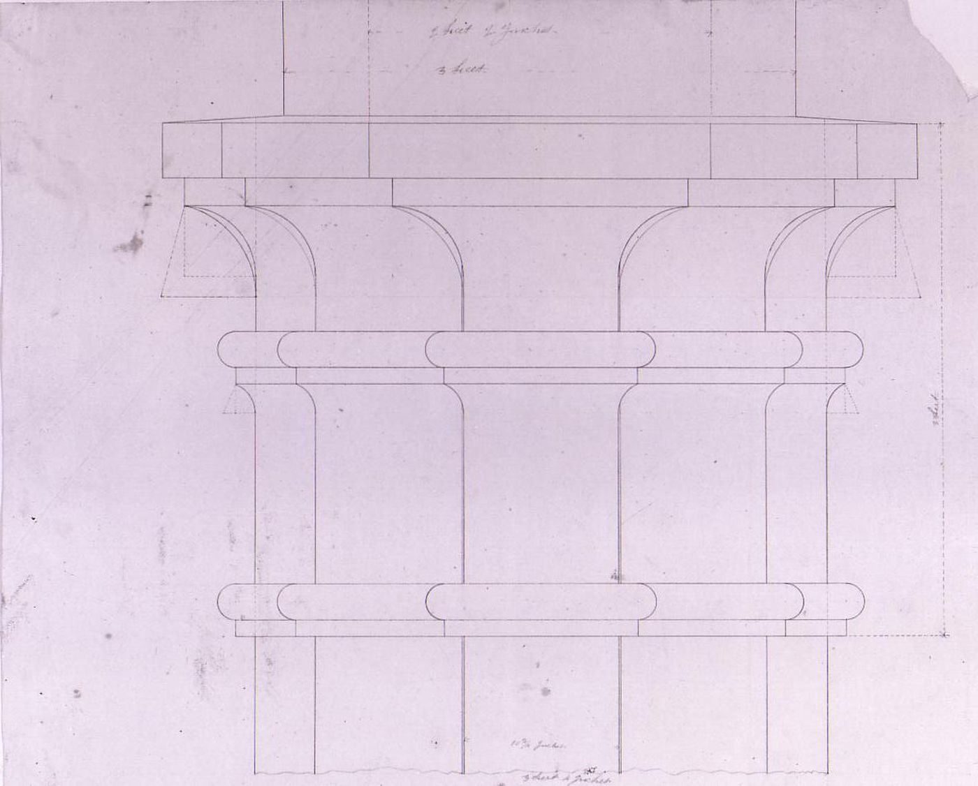 Elevation for a column base for Notre-Dame de Montréal