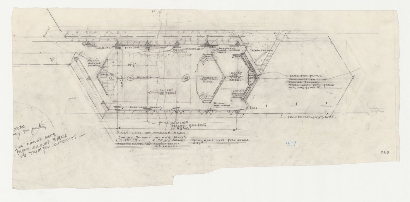 Wayfarers' Chapel, Palos Verdes, California: Plan for the parish house