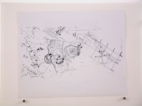 Photograph of a topographic map showing alternative arrangements for Officers' Quarters and Recreation Areas, United States Naval Air Base, Kaneohe Bay, Kailua, Hawaii