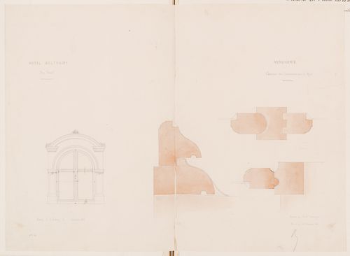 Elevation and joinery details for the dormer windows for the principal façade, Hôtel Soltykoff