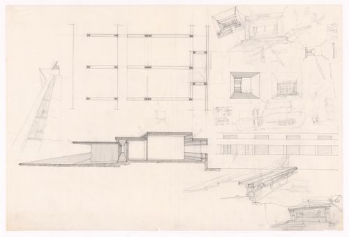 Floor plan, perspectives and sketches for Motel em Vale de Canas, Coimbra, Portugal