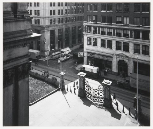 View of entrance gate, Old City Hall, Boston, Massachusetts, United States