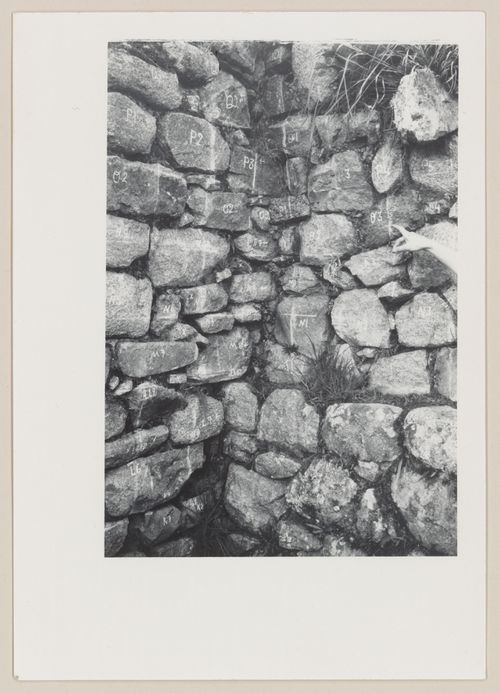 Stones from a ruin with numbers inscribed, Machu Picchu, Peru