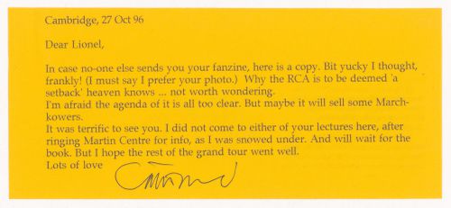 Letter from Catherine Cooke to Lionel March