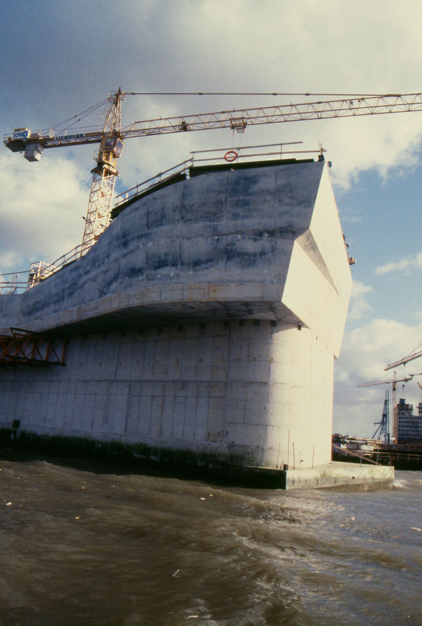 View of the fifth pier under construction, Erasmus Bridge construction, Rotterdam
