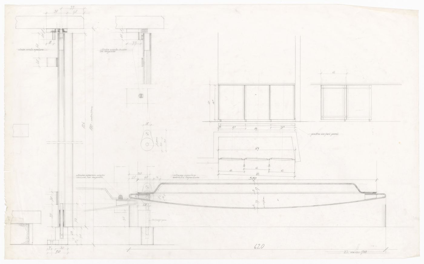 Sections and details for Casa Dragone e Paggi, Milan, Italy